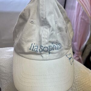 White w/blue embroidery Lia Sofia baseball hat